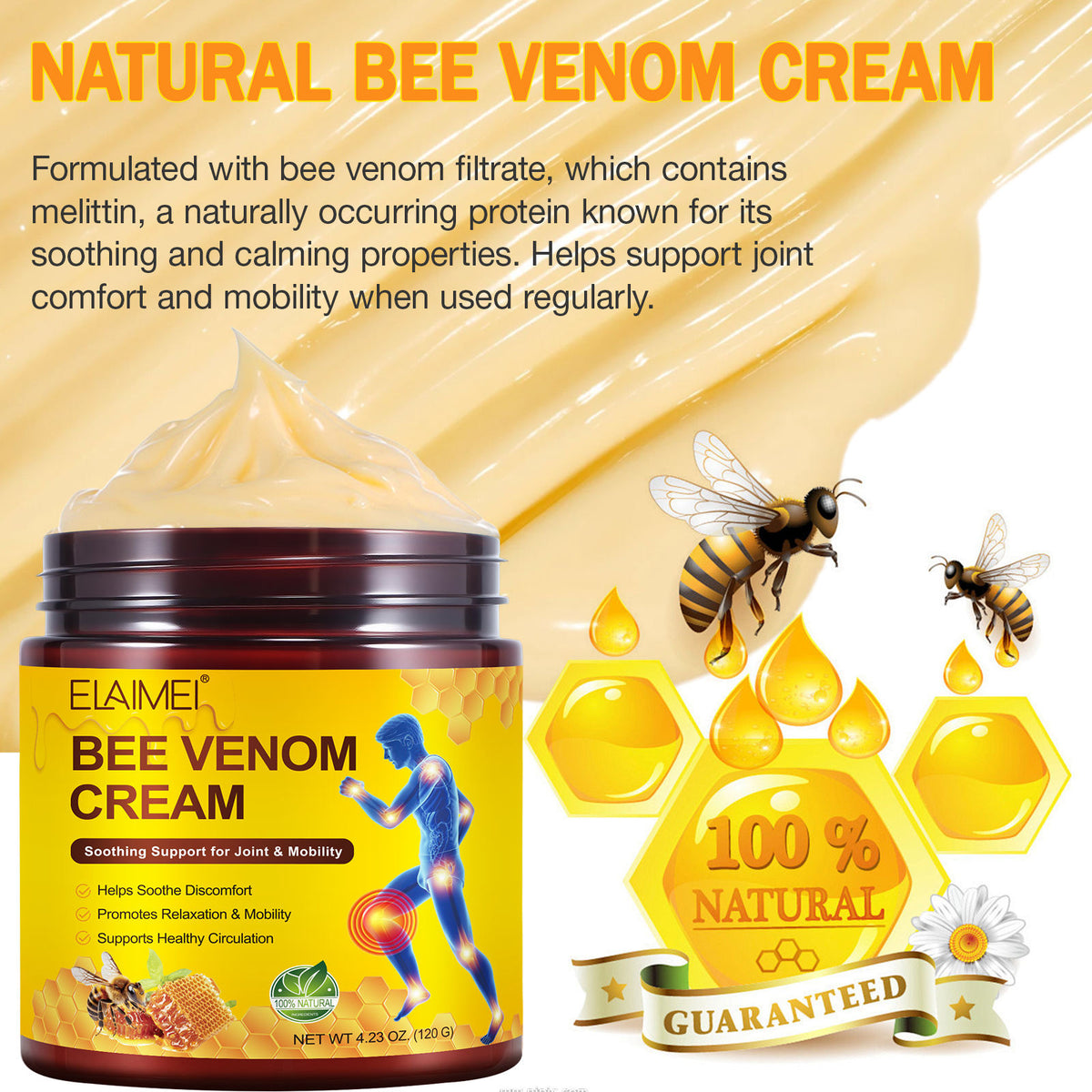 100 Grams of BEE Venom Pain Relief Cream.