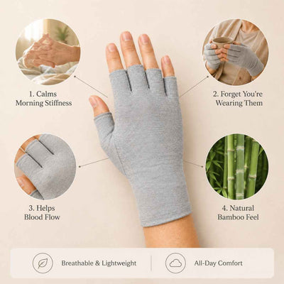 Bamboo Compression Gloves - designed specifically to alleviate Arthritis swelling and Renault disease swelling.